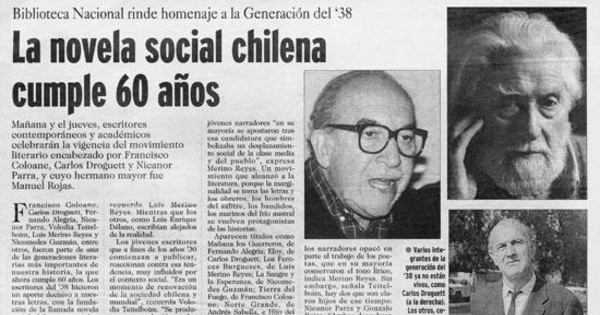 La novela social chilena cumple 60 años : Biblioteca Nacional rinde homenaje a la Generación del 38