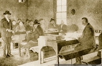 Comedor para trabajadores en la Estancia Cameron, Tierra del Fuego, 1920