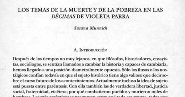 Los temas de la muerte y de la pobreza en las décimas de Violeta Parra