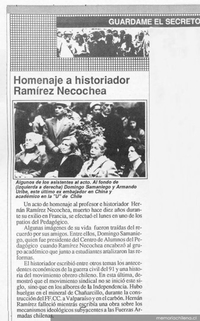 Homenaje a historiador Ramírez Necochea