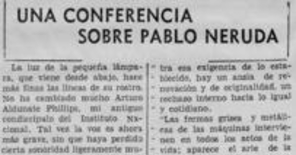 Una conferencia sobre Pablo Neruda
