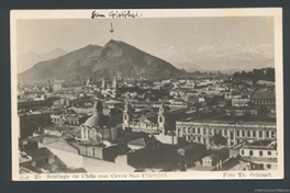 Vista de Santiago, al fondo se ve el cerro San Cristóbal, ca. 1929