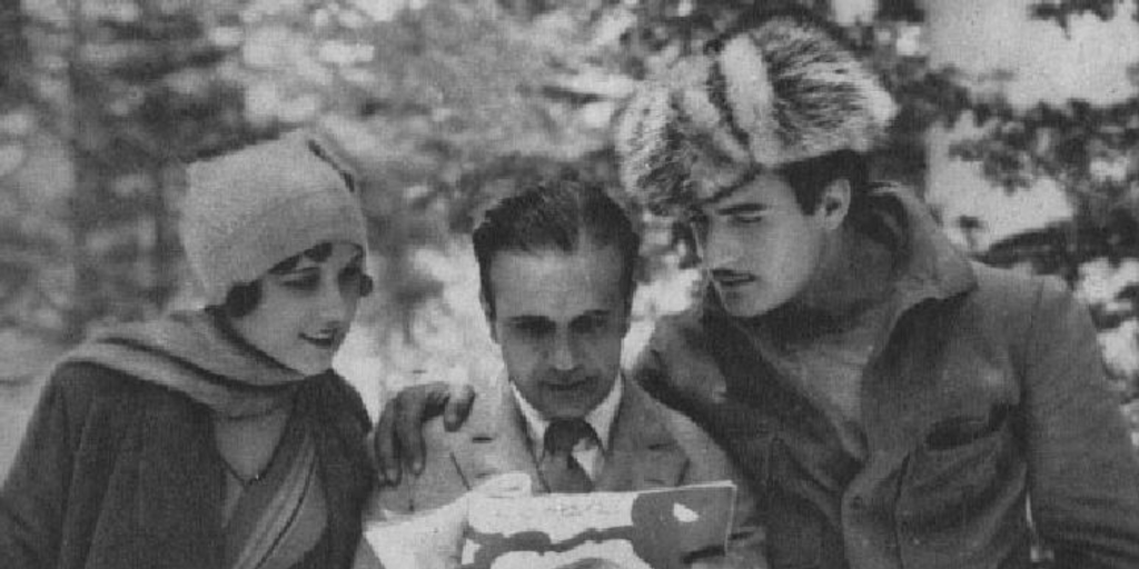 Carlos Borcosque junto a Rosita Ballestero y Gilbert Roland, ca. 1930