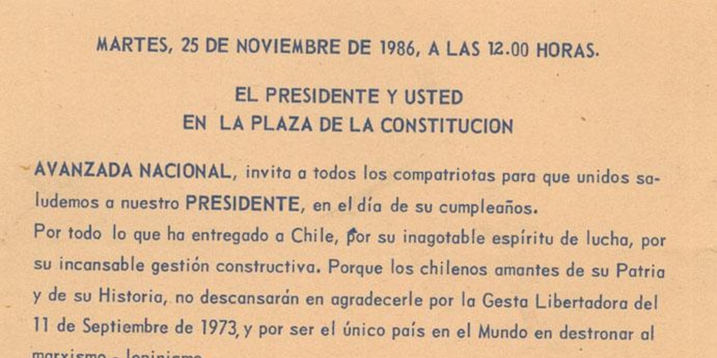 El Presidente y usted en la Plaza de la Constitución, 25 de noviembre 1986