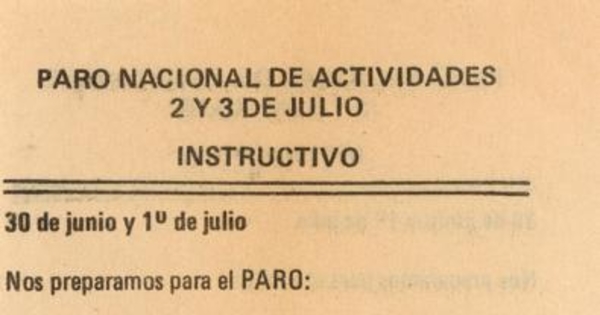 Paro Nacional de Actividades, 1983-1988