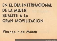 En el Día Internacional de la Mujer, 1983-1988