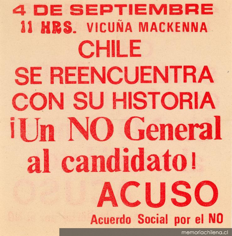Un No general al candidato, 4 de septiembre 1988