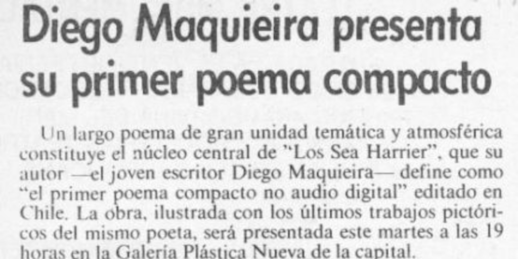 Diego Maquieira presenta su primer poema compacto