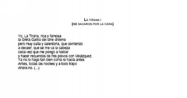 Selección de poemas de La Tirana