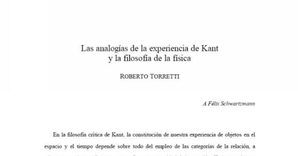 Las analogías de la experiencia de Kant y la filosofía de la física