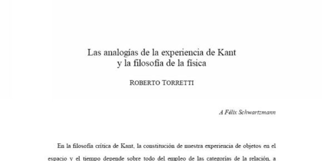Las analogías de la experiencia de Kant y la filosofía de la física