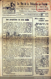 La Voz de la Población Lo Franco : primera época, n° 1-7, agosto-octubre de 1939