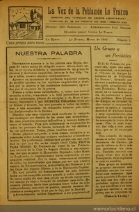 La Voz de la Población Lo Franco : tercera época, n° 1-5, marzo-mayo de 1943