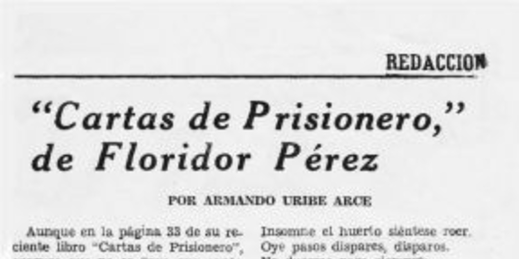 Cartas de prisionero, de Floridor Pérez