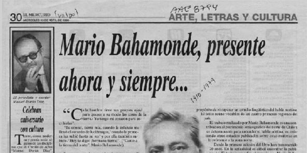 Mario Bahamonde, presente ahora y siempre