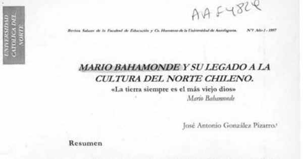 Mario Bahamonde y su legado a la cultura del norte chileno