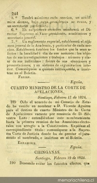 Chinganas: Santiago, febrero 19 de 1824