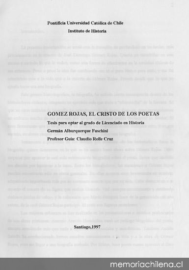 Gómez Rojas : el cristo de los poetas