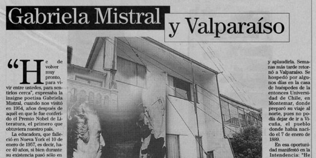 Gabriela Mistral y Valparaíso