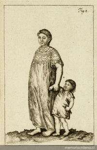 Mujer indígena con niño, en las misiones de Moxos