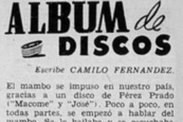 Álbum de discos. El mambo se impuso en nuestro país, gracias a un disco de Pérez Prado