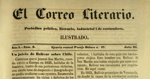El correo literario: año 1, nº 3, 31 de julio de 1858