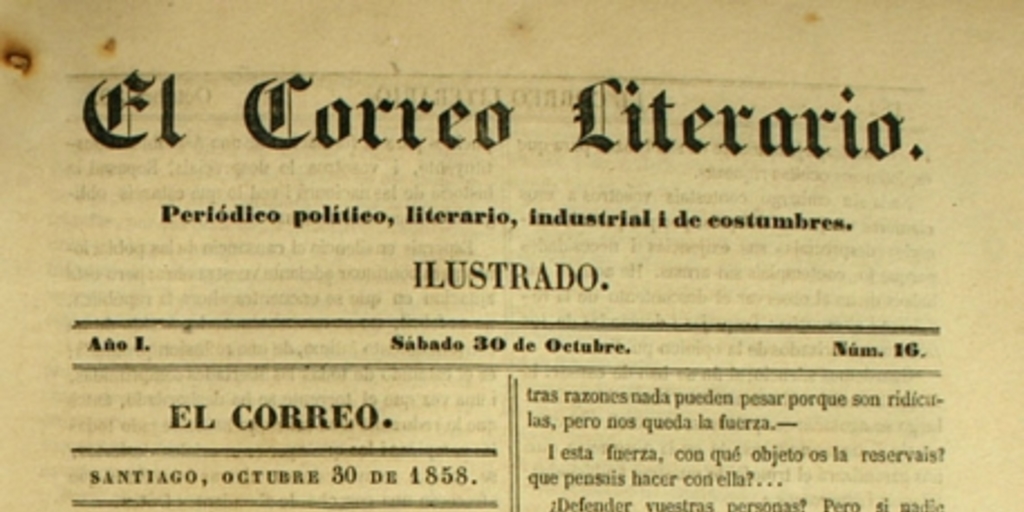 El correo literario: año 1, nº 16, 30 de octubre de 1858