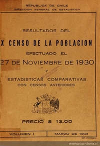 Resultados del X Censo de la Población efectuado el 27 de noviembre de 1930 y estadísticas comparativas con Censos anteriores