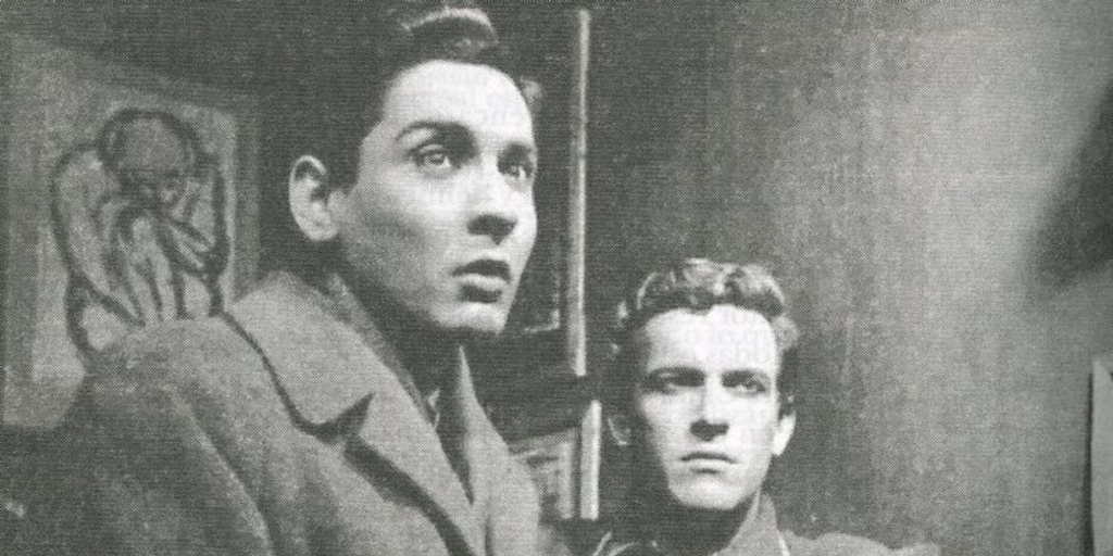 Sergio Aguirre y Fernando González en "Mi hermano Cristián", de Alejandro Sieveking, montaje de 1960