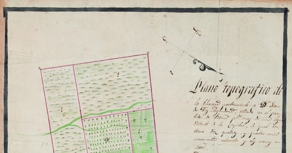 Plano topográfico de la chacra de Juan de Dios Argandoña, partido de Renca, Santiago, 1828
