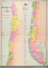 República de Chile [mapa] : mapa esquemático con la última división territorial