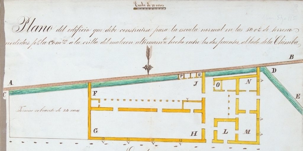Plano que debe construirse para la Escuela Nortmal ..., 1838