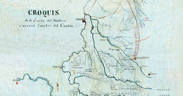 Croquis de la línea del Malleco i nuevos fuertes de Cautín, 1869