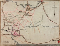Plano de la localidad de Perquenco. Petición de nueva entrega y nueva mensura de hijuela, por el señor Meza, 1888