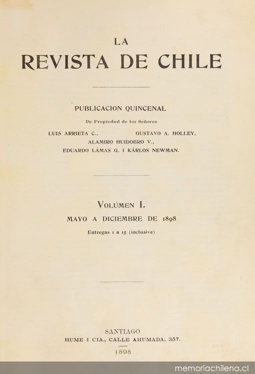 La Revista de Chile: tomo 1