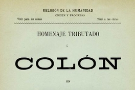 Homenaje tributado a Colón en la Sociedad Positivista