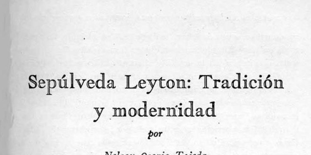 Sepulveda Leyton : tradición y modernidad
