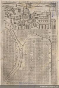 Prospectiva y planta de la ciudad de Santiago, hacia 1646