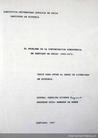 El problema de la contaminación atmosférica en Santiago de Chile: 1960-1972